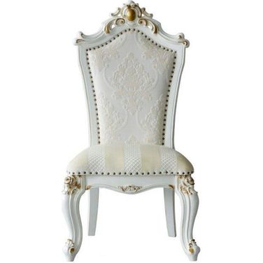 Homeroots Fabric Pu Antique Pearl Wood Poly Resin Upholstered Side Chair (Set 2)