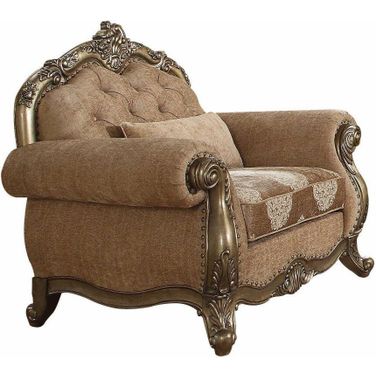 Homeroots Fabric Vintage Oak Upholstery Poly Resin Chair With 1 Pillow