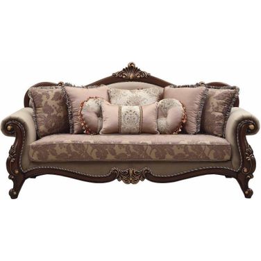 Homeroots Fabric Walnut Upholstery Wood Leg And Trim Sofa With 8 Pillows
