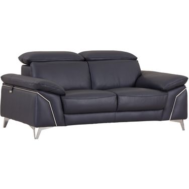 Homeroots Fashionable Navy Leather Loveseat