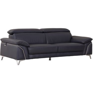 Homeroots Fashionable Navy Leather Sofa
