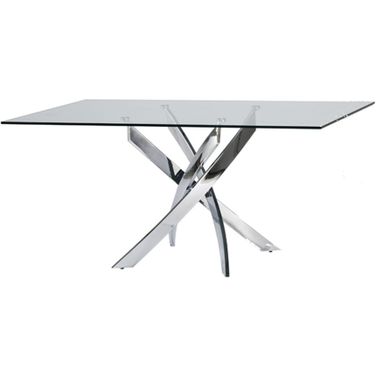 Homeroots Glass And Steel Rectangular Dining Table