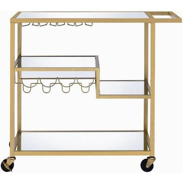 Homeroots Gold And Clear Glass Serving Cart