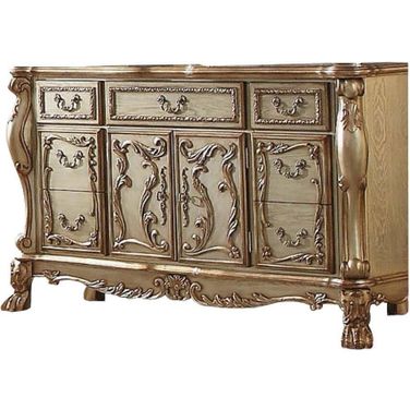 Homeroots Gold Patina Bone Wood Poly Resin Dresser And Server