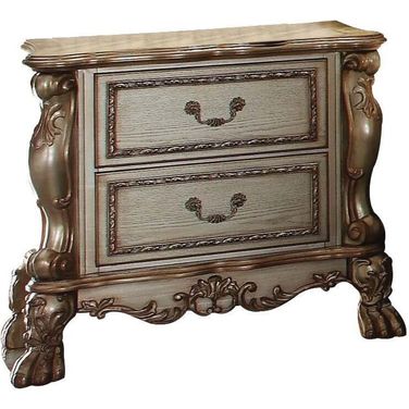 Homeroots Gold Patina Bone Wood Poly Resin Nightstand
