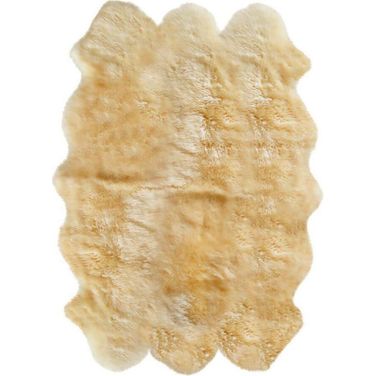 Homeroots Gold Sheepskin Area Rug