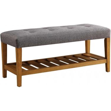Homeroots Gray And Oak Simple Bench