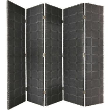 Homeroots Gray Fabric And Wood Double Sided Screen