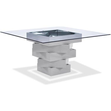 Homeroots Gray Glass Dining Table