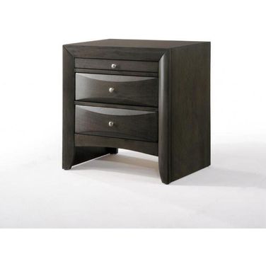 Homeroots Gray Oak Rubber Wood Nightstand