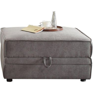 Homeroots Gray Velvet Ottoman With Storage