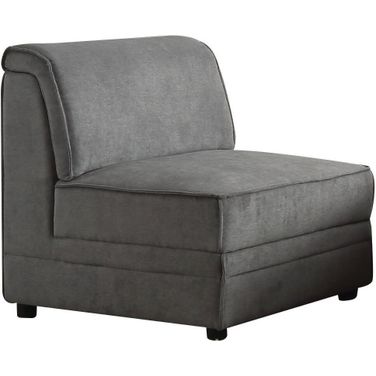 Homeroots Gray Velvet Reversible Armless Chair