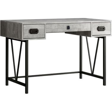 Homeroots Grey Black Particle Board Hollow Core Metal Computer Desk 333514