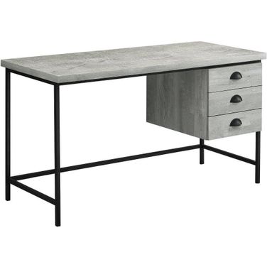Homeroots Grey Black Particle Board Hollow Core Metal Computer Desk 333551