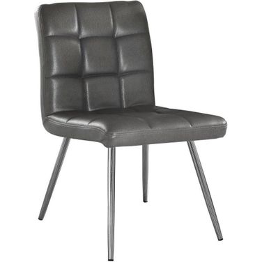Homeroots Grey Foam Metal Polyurethane Leather Look Dining Chairs 2 Pcs