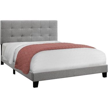 Homeroots Grey Linen Queen Size Bed 333285