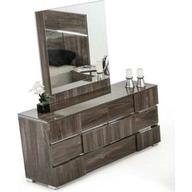 Homeroots Grey Mdf Veneer And Glass Mirror