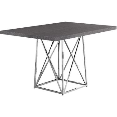 Homeroots Grey Particle Board Ad Chrome Metal Dining Table