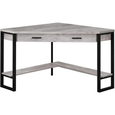 Homeroots Grey Reclaimed Wood Corner Computer Desk
