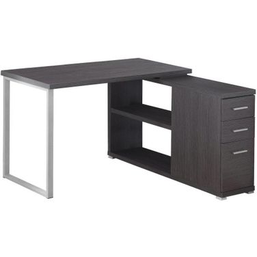 Grey Silver Particle Board Hollow Core Metal Computer Desk