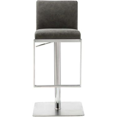 Homeroots Grey Stainless Steel Bar Stool 370619
