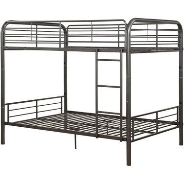 Homeroots Gunmetal Metal Tube Full Over Full Bunk Bed
