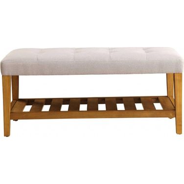 Homeroots Light Gray And Oak Simple Bench