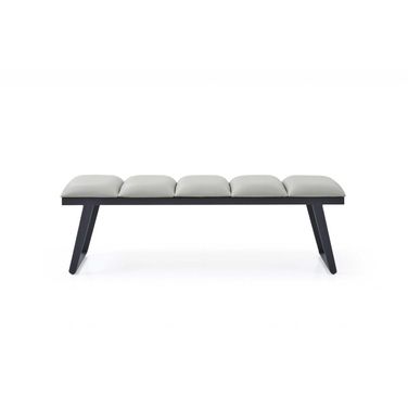 Homeroots Light Grey Faux Leather Bench 372148