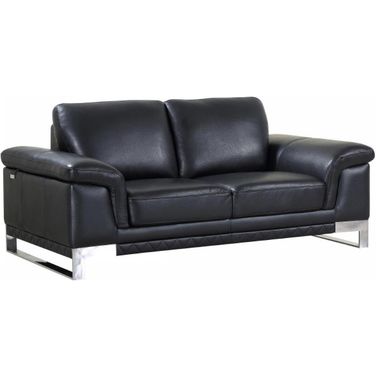 Homeroots Lovely Black Leather Loveseat