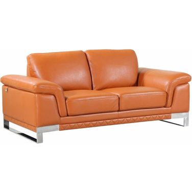 Homeroots Lovely Camel Leather Loveseat