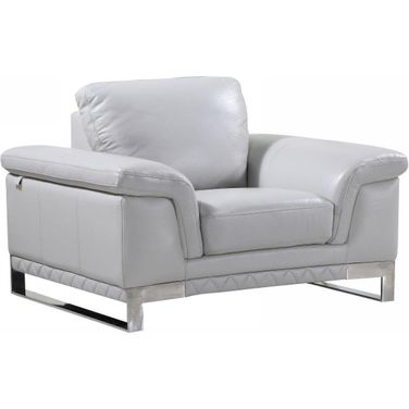 Homeroots Lovely Light Grey Leather Chair