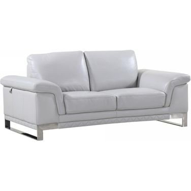 Homeroots Lovely Light Grey Leather Loveseat
