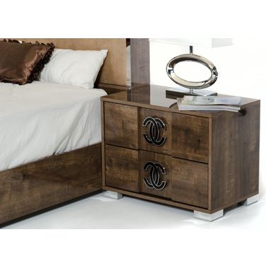 Homeroots Mdf Veneer And Chrome Nightstand
