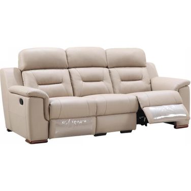 Homeroots Modern Beige Leather Reclining Sofa