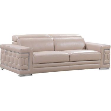 Homeroots Modern Beige Leather Sofa 329718