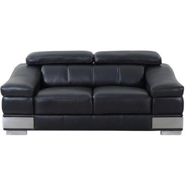Homeroots Modern Black Leather Loveseat