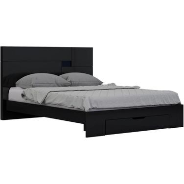 Homeroots Modern California King Black High Gloss Bed