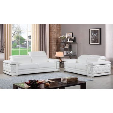 Homeroots Modern White Leather Sofa And Loveseat 343843