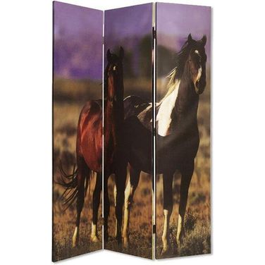 Homeroots Multi Color Canvas Screen With Nurturing Mare
