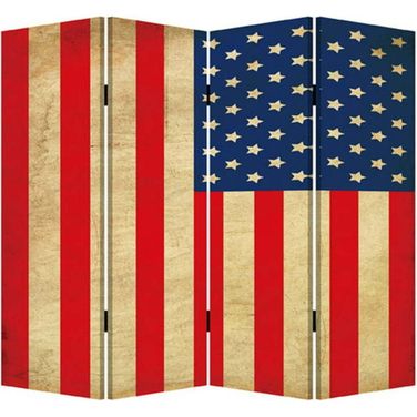 Homeroots Multi Color Wood Canvas American Flag Screen 274693