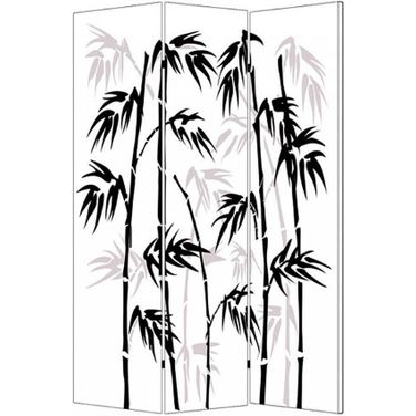Homeroots Multi Color Wood Canvas Bamboo Leaf Screen