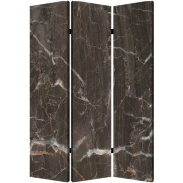 Homeroots Multi Color Wood Canvas Black Marble Screen
