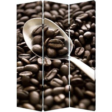 Homeroots Multi Color Wood Canvas Coffee Time Screen