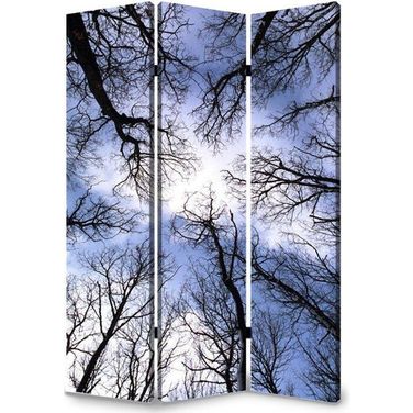 Homeroots Multi Color Wood Canvas Forest Screen