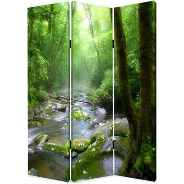 Homeroots Multi Color Wood Canvas Meadows And Streams Screen