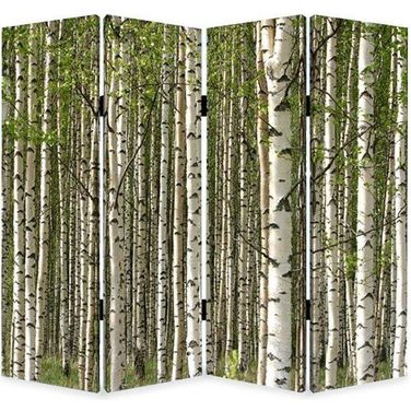 Homeroots Multi Color Wood Canvas Prolific Forrest Screen