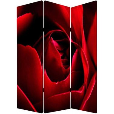 Homeroots Multi Color Wood Canvas Rose Screen