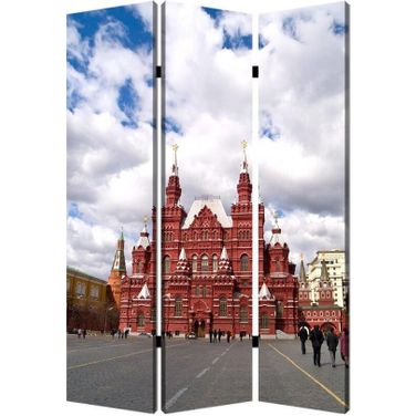 Homeroots Multi Color Wood Canvas Russia Screen