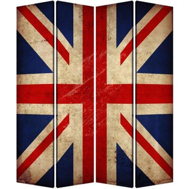 Homeroots Multi Color Wood Canvas Union Jack Screen