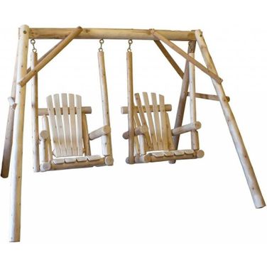 Homeroots Natural Wood Double Chair Swing 370295